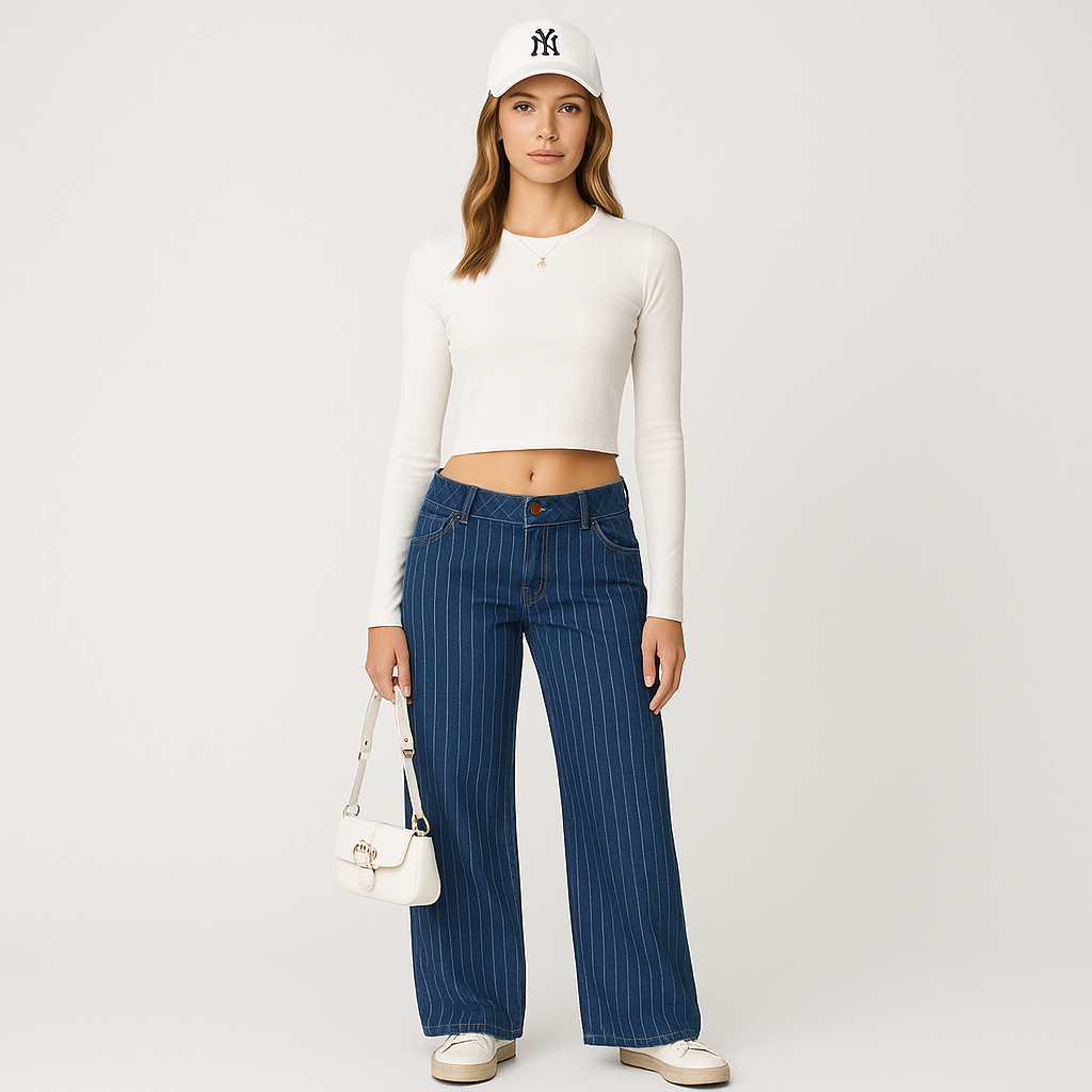 Striped Low Rise Jeans