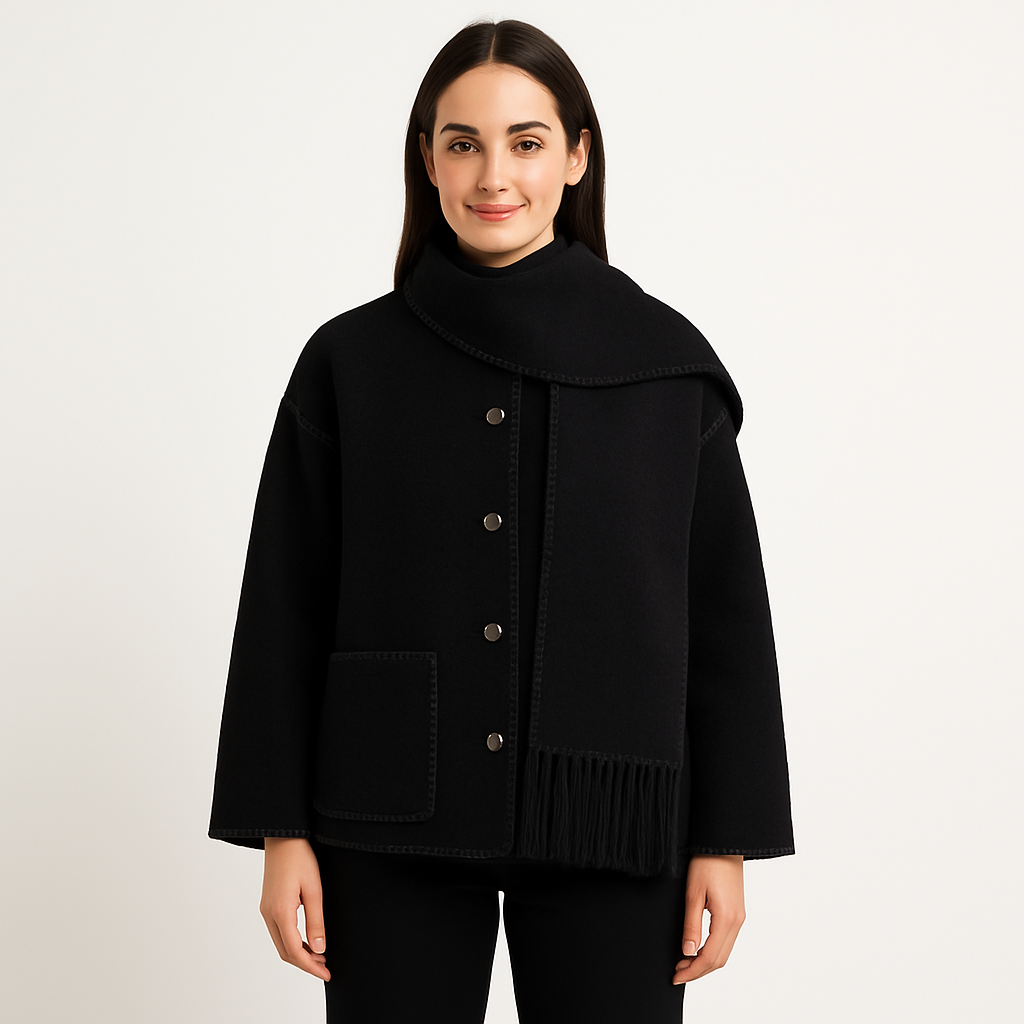 Elegant Women’s Coat with Scarf