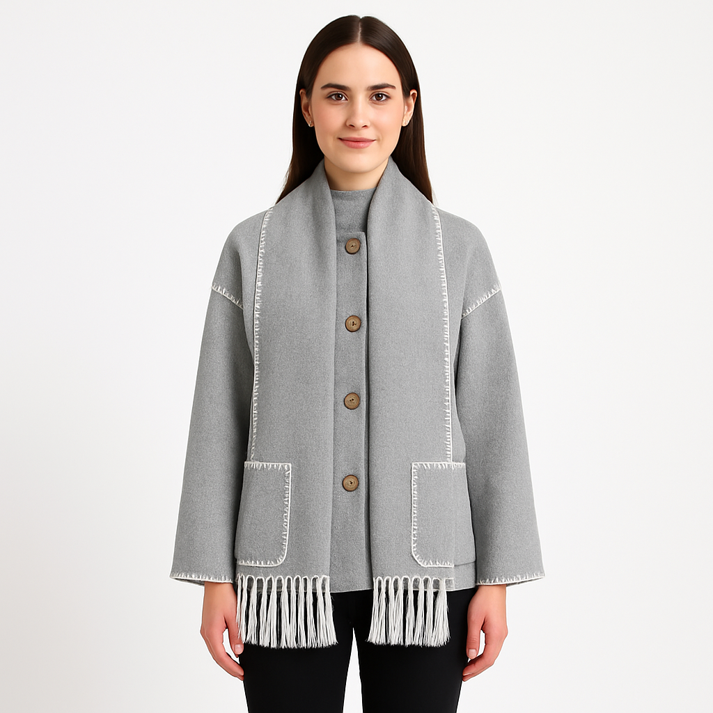 Elegant Women’s Coat with Scarf