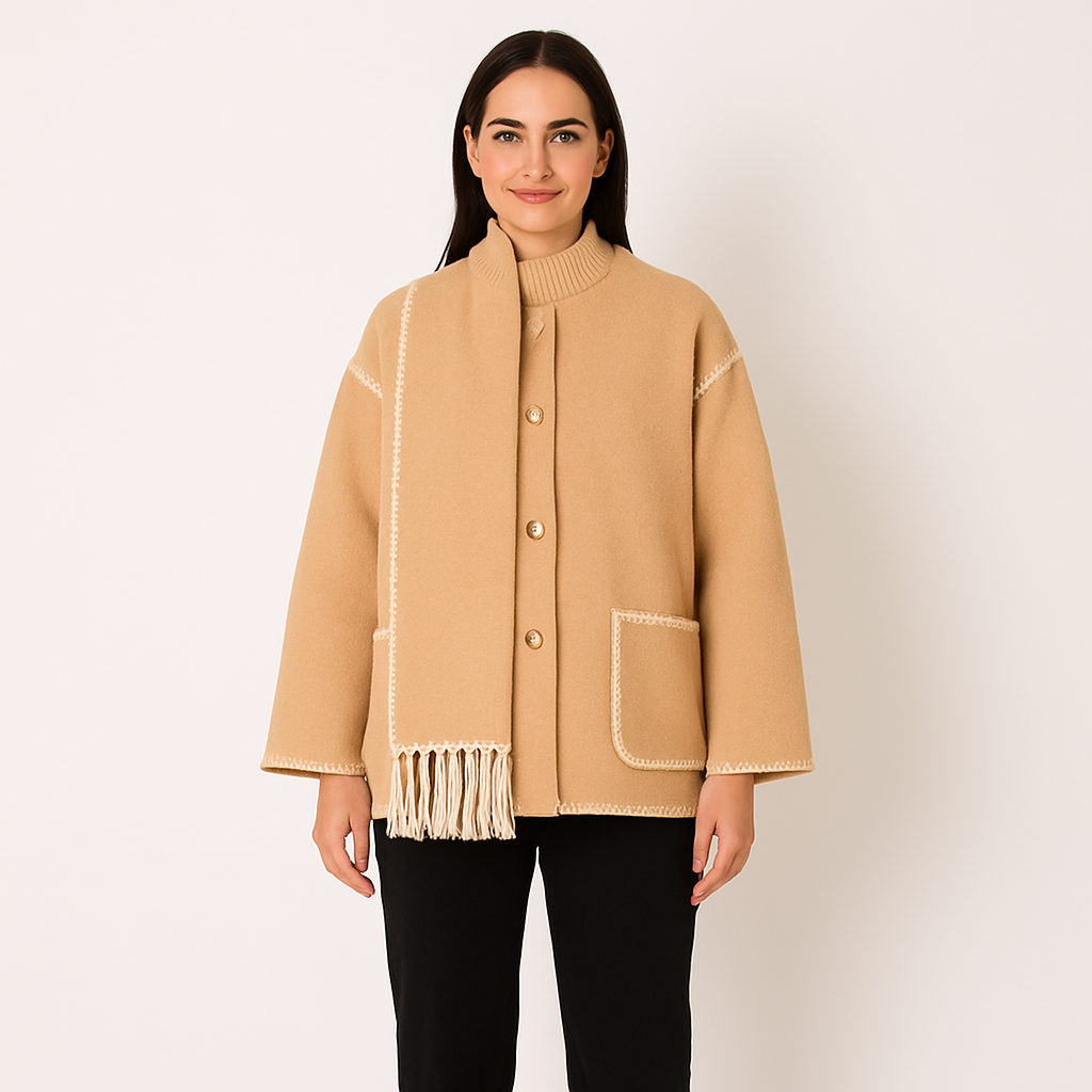 Elegant Women’s Coat with Scarf