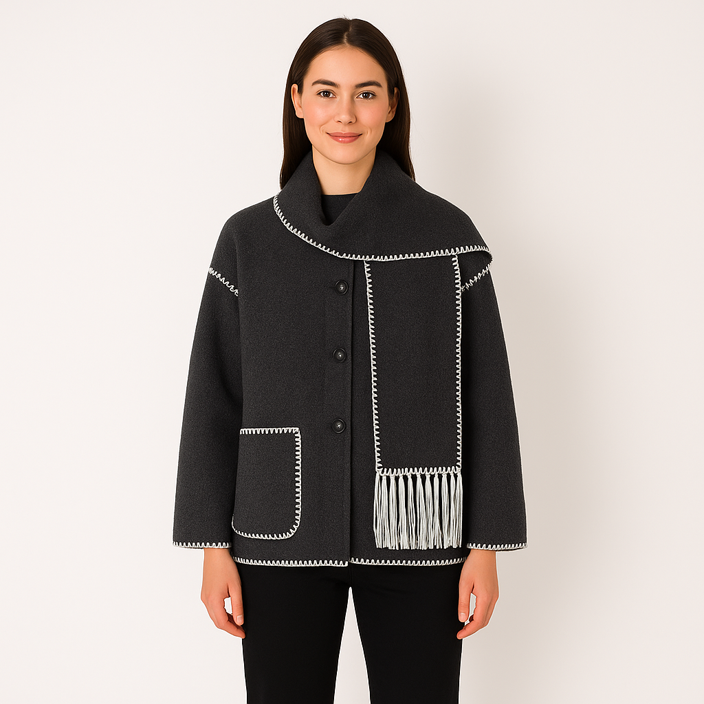 Elegant Women’s Coat with Scarf